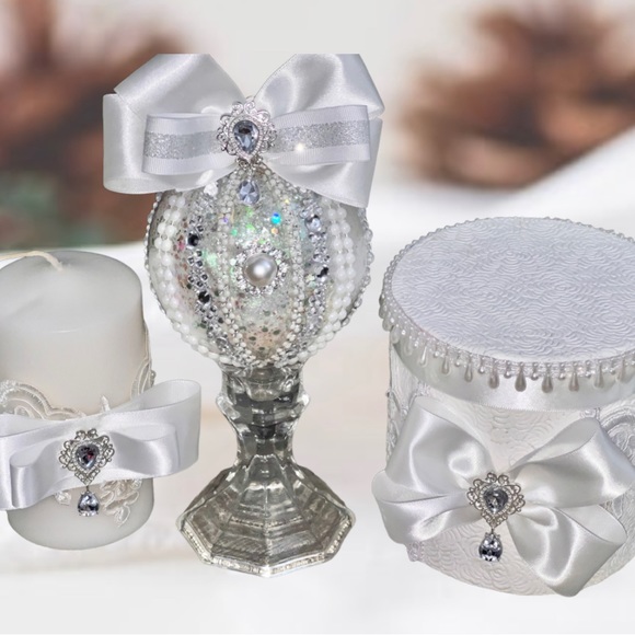 Set (3) Handmade Christmas Ornament w/Box & Candle, White Elephant Gift/Present - Picture 4 of 16